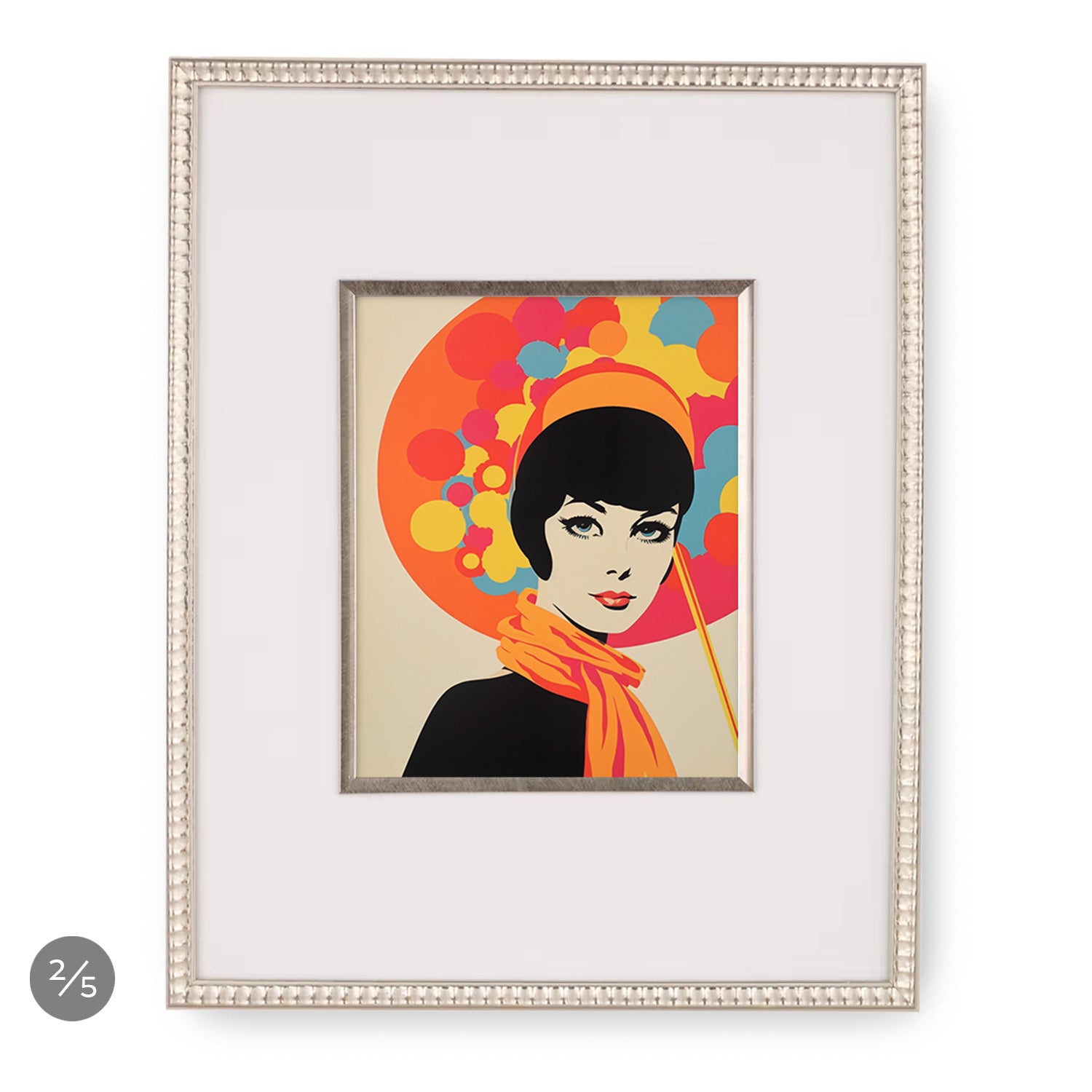 An art print of a woman with an orange scarf displayed in a frame from the Gallery Wall | Modern Millie | 5 Piece Set by Stannie & Lloyd.