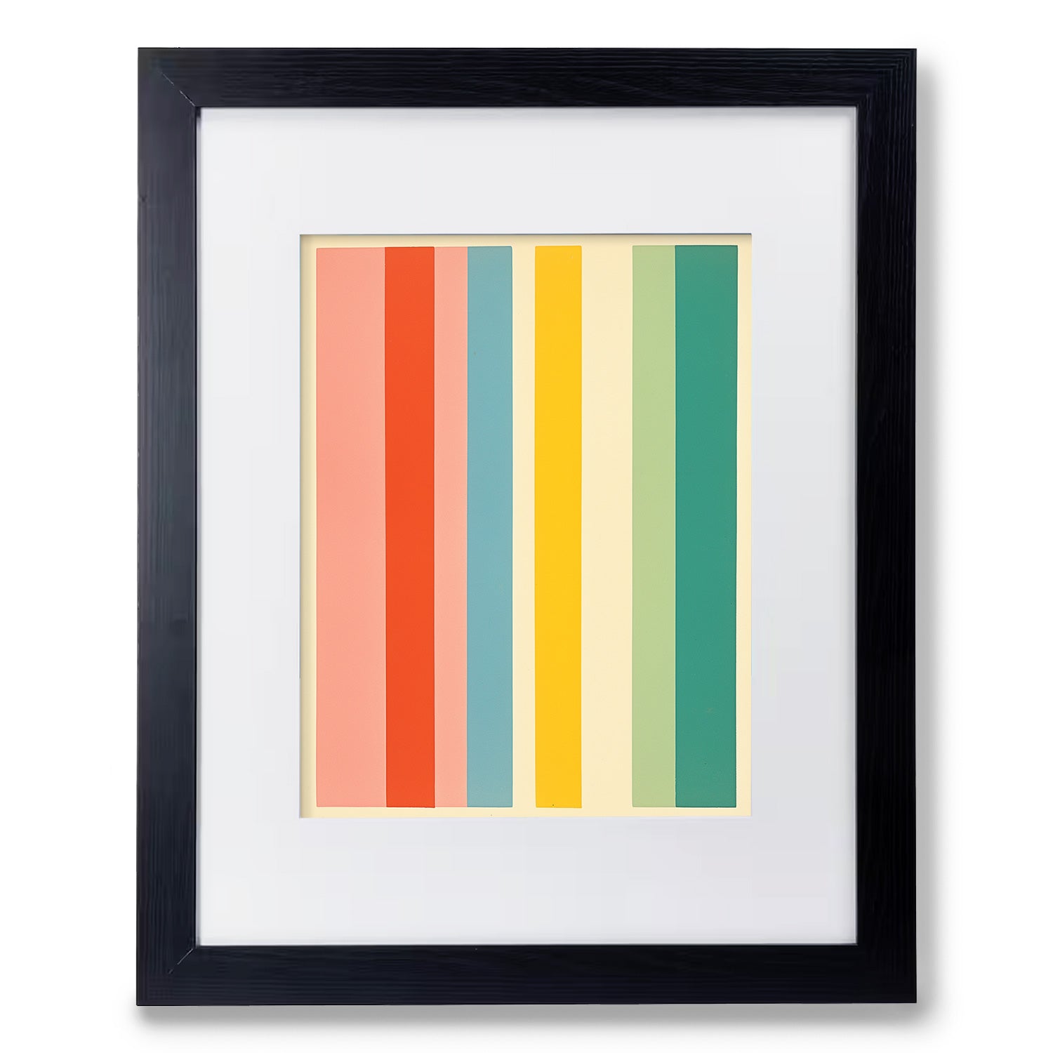 A vintage framed SMPTE Color Bar No.1 art print of a colorful stripe by Stannie & Lloyd.