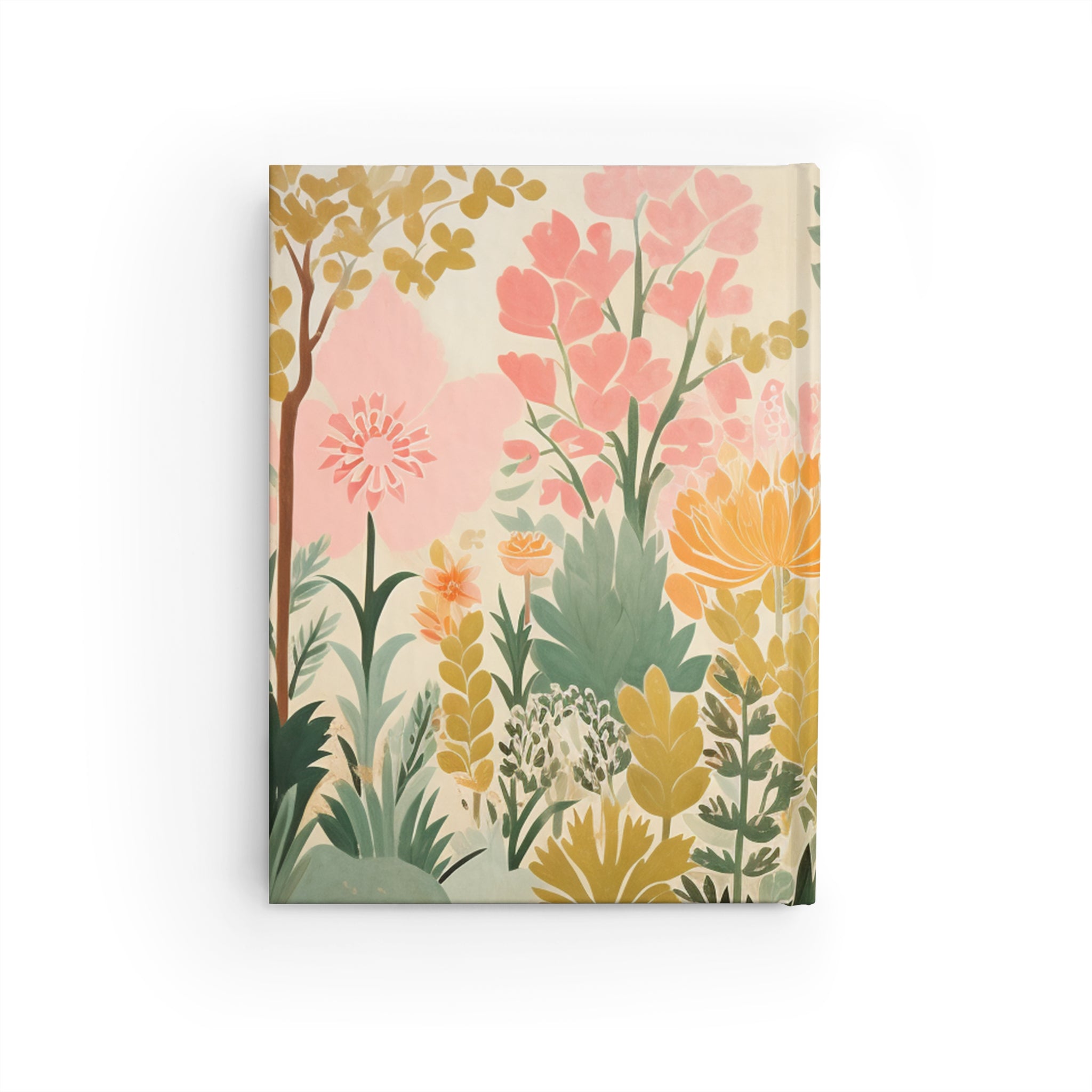 A high quality Printify Pink Deer Journal - Blank Pages with flowers on it featuring casewrap binding.