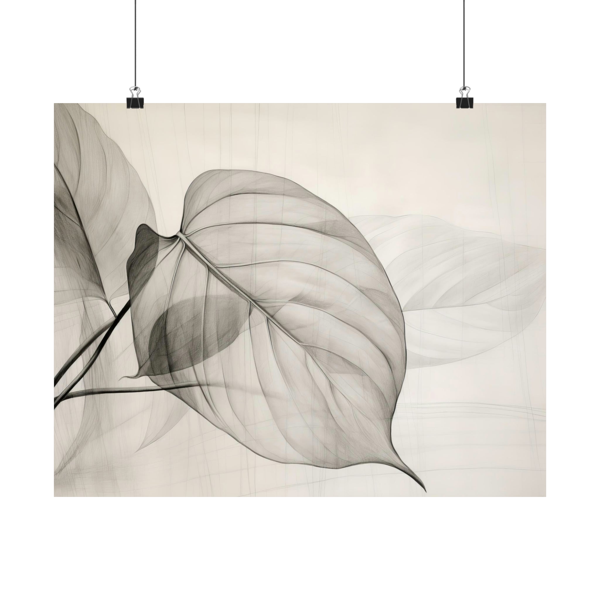 Large Leaves matte poster printed on archival matte paper, displayed on a gallery wall by Printify.