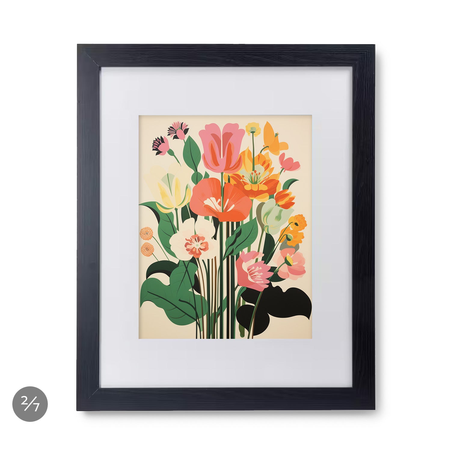 An artful framed print of beautiful flowers in a vase, perfect for Gallery Wall displays (by Stannie & Lloyd).