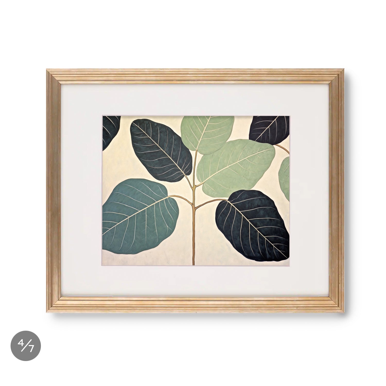 A Stannie & Lloyd gallery wall art print displaying elegant leaves within a frame from the Gallery Wall | A Quiet Sunday | 7 Piece Set.