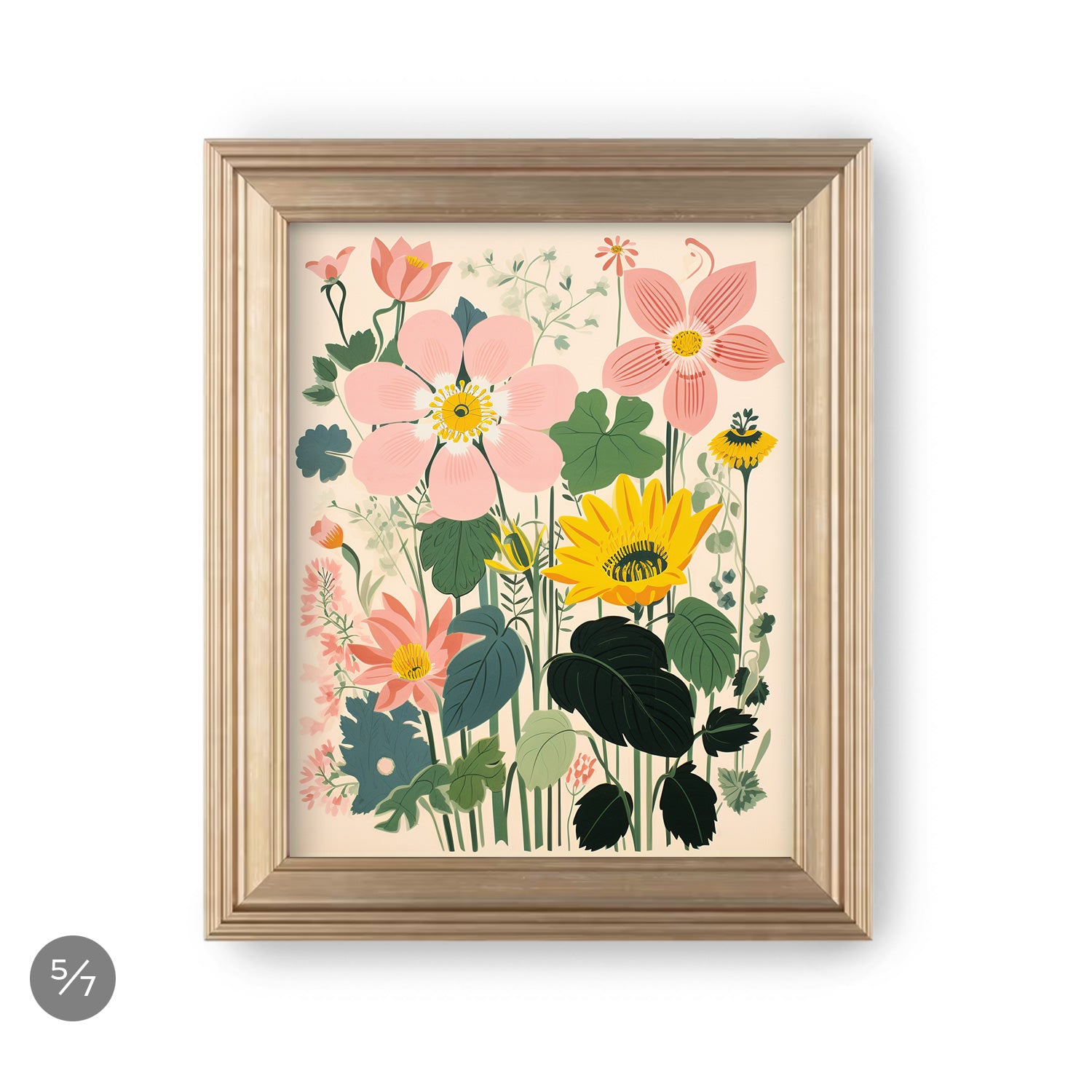 A framed print of flowers in a gold frame, perfect for a Stannie & Lloyd Gallery Wall | A Quiet Sunday | 7 Piece Set or as a piece of art.