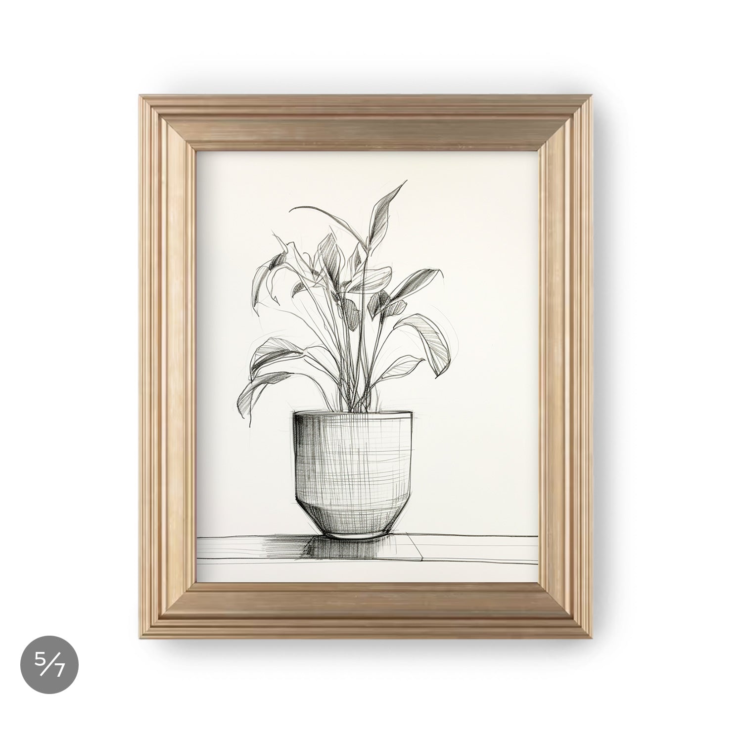 An artful black and white drawing of a plant in a vase, perfect for a Stannie & Lloyd Gallery Wall | Holiday | 7 Piece Set or framed display.