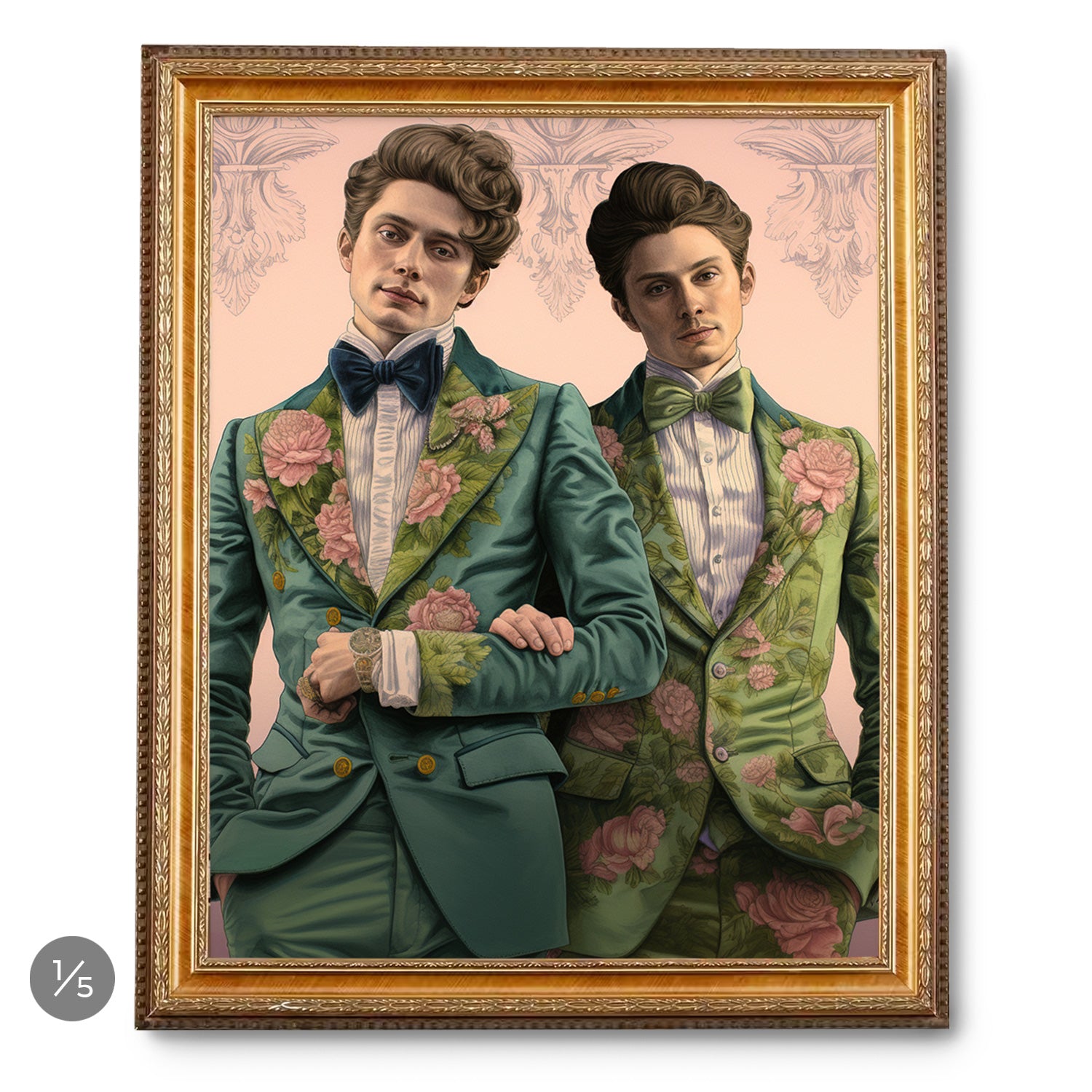 Two men in tuxedos, Stannie & Lloyd's Modern Love Gallery Wall | 5 Piece Set.