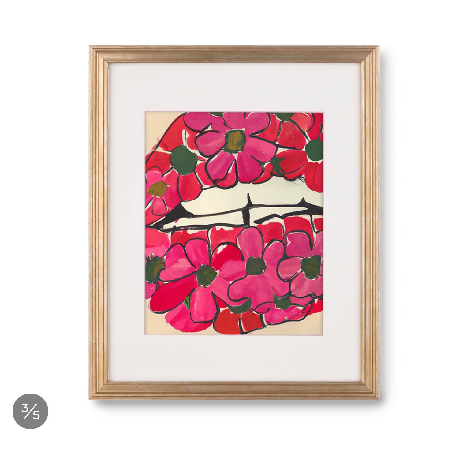 A Gallery Wall - Modern Love - 5 Piece Set with pink flowers on it, featuring mix and match frames, by Stannie & Lloyd.