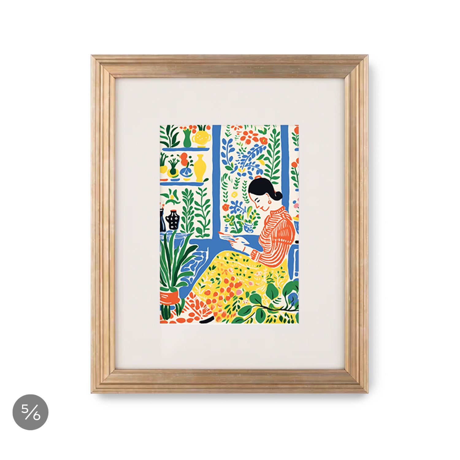 A framed print of a woman reading a book by Stannie & Lloyd's Gallery Wall | Don't Forget to Water the Flowers | 6 Piece Set.