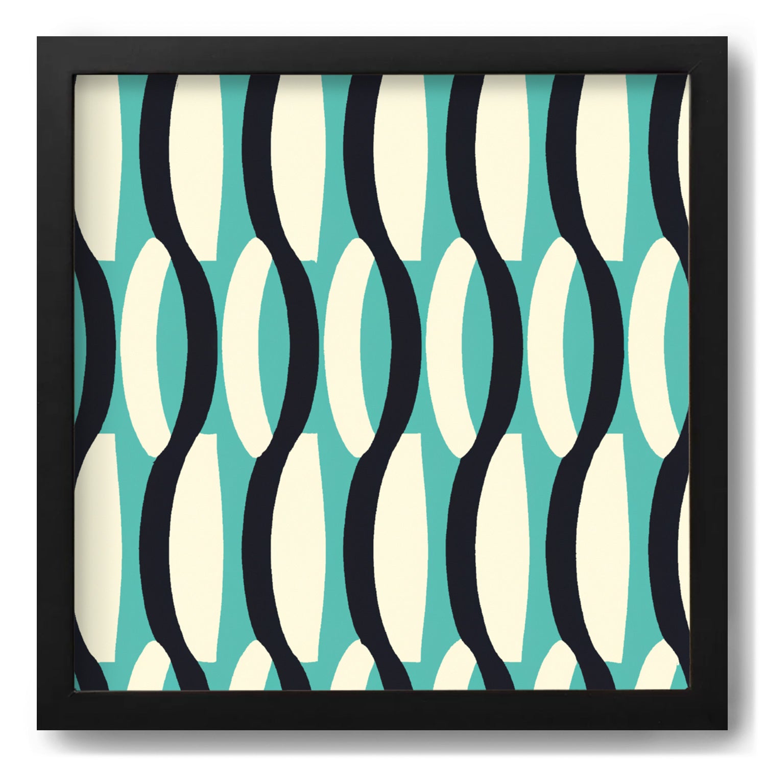 Add a touch of modern flair to your walls with this stunning "I'm Only Sentimental on Sundays" black frame by Stannie & Lloyd, featuring a bold teal and black geometric pattern. Perfect as wall decor or art on walls, it effortlessly enhances any living room.