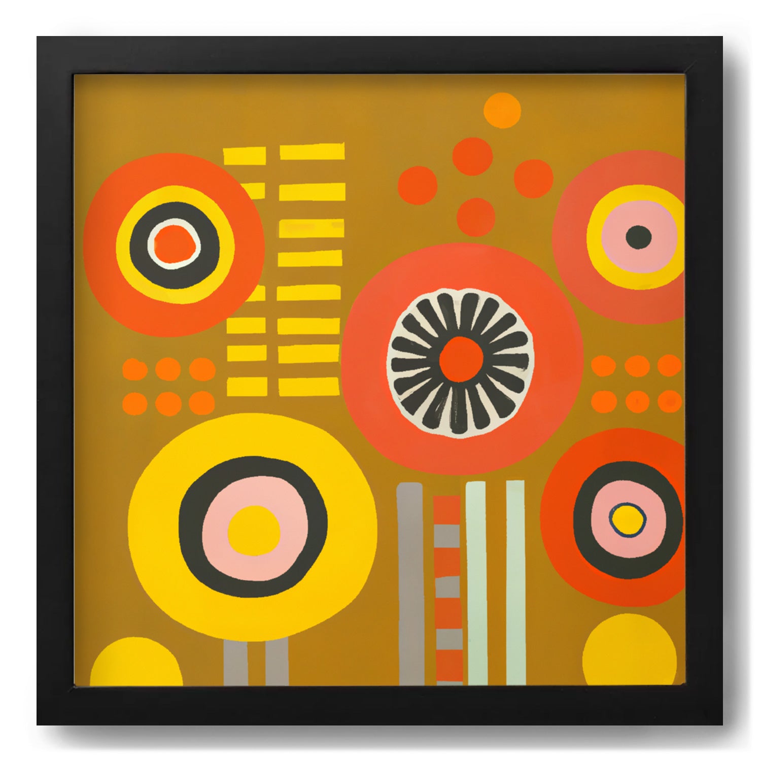 A Rec Room vintage poster with colorful circles on a Wood Paneling background by Stannie & Lloyd.