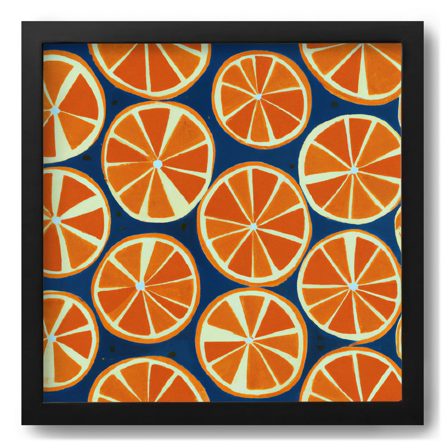 A vintage poster of Tangerines & Gin on a blue background from Stannie & Lloyd.