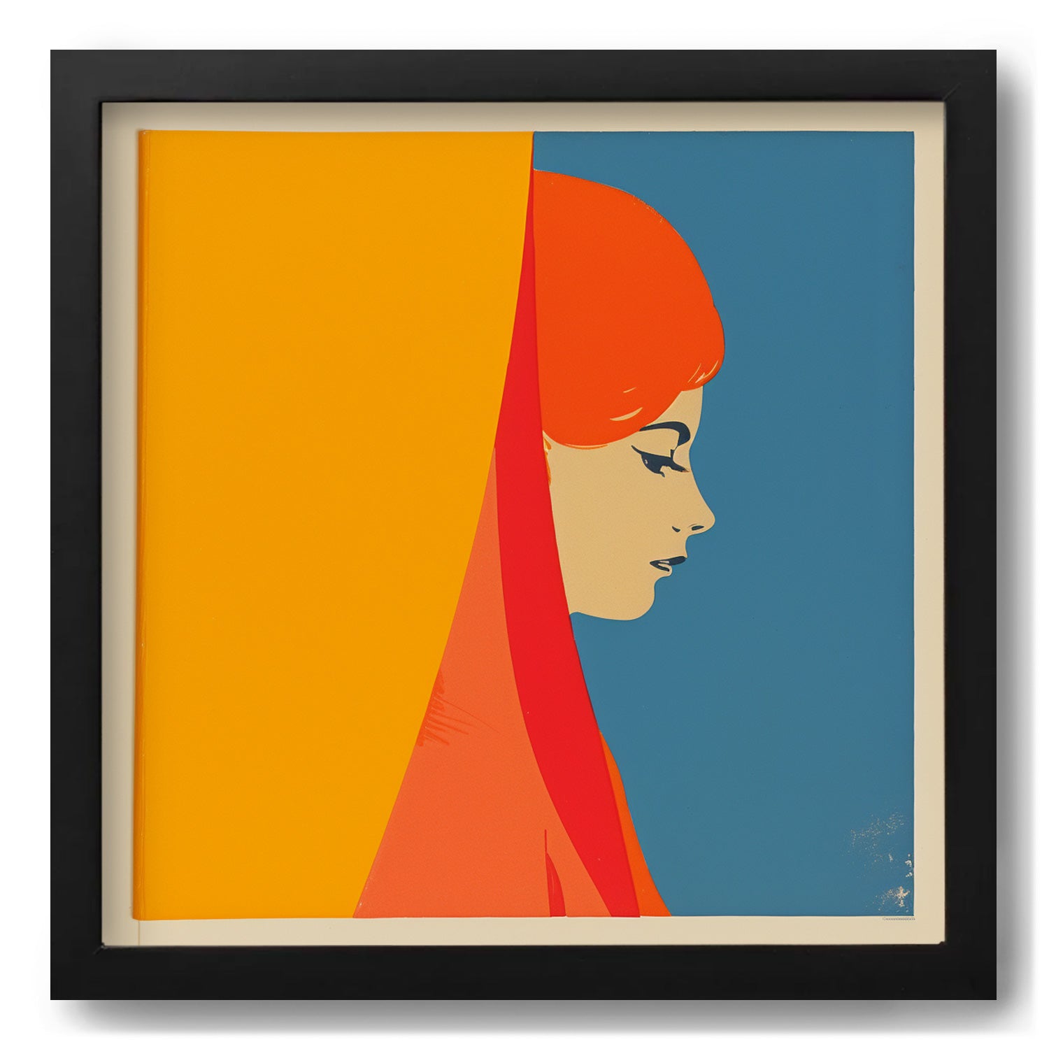 A framed print of Supposedly So, a modern wall art woman with orange hair by Stannie & Lloyd.