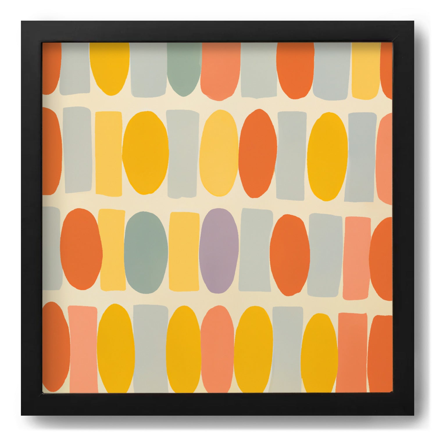 A framed print of colorful circles on a black background, perfect for art and print enthusiasts, by Stannie & Lloyd's Toast & Jam.