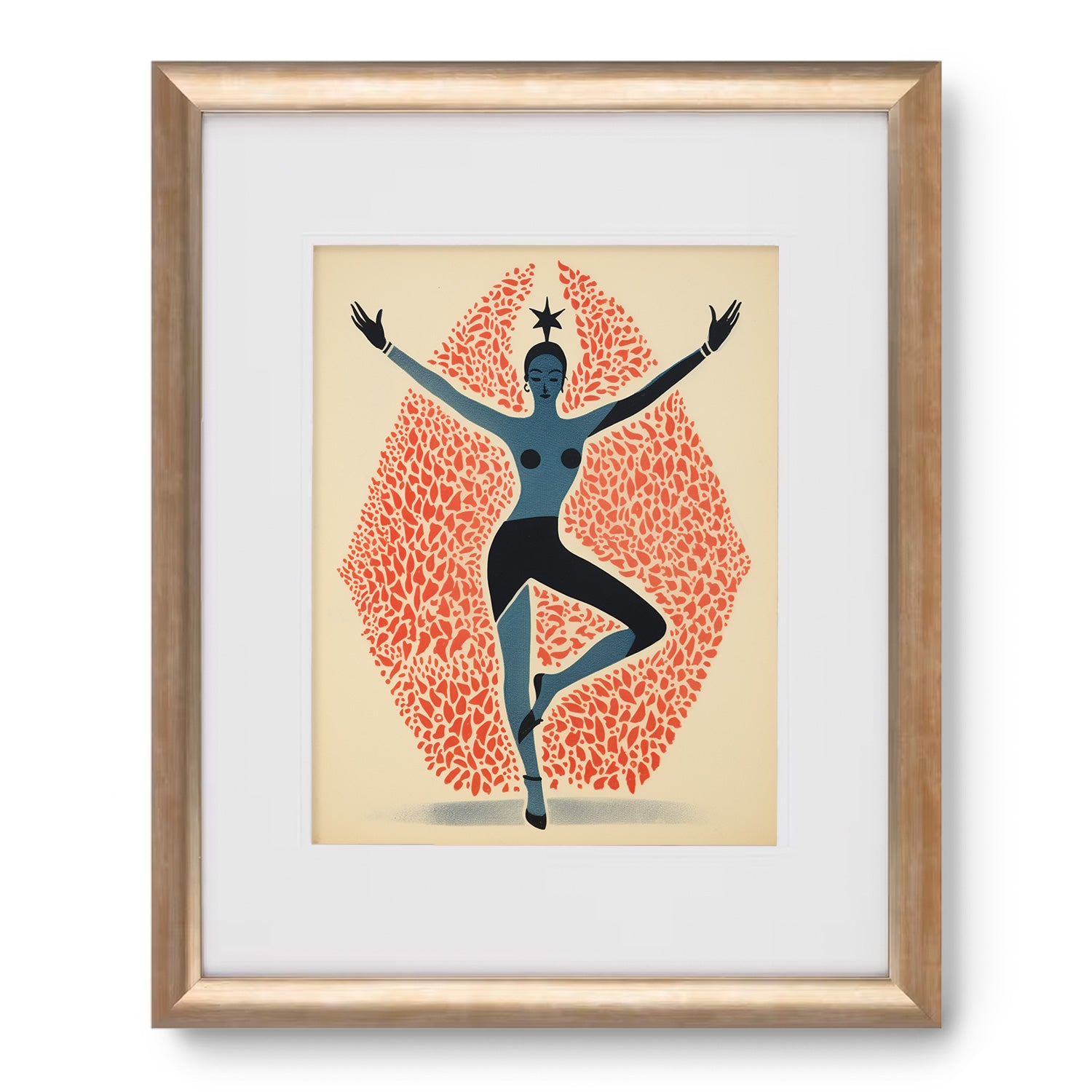 A Vivre framed print of a woman in a yoga pose, beautifully set in a Stannie & Lloyd wood frame.