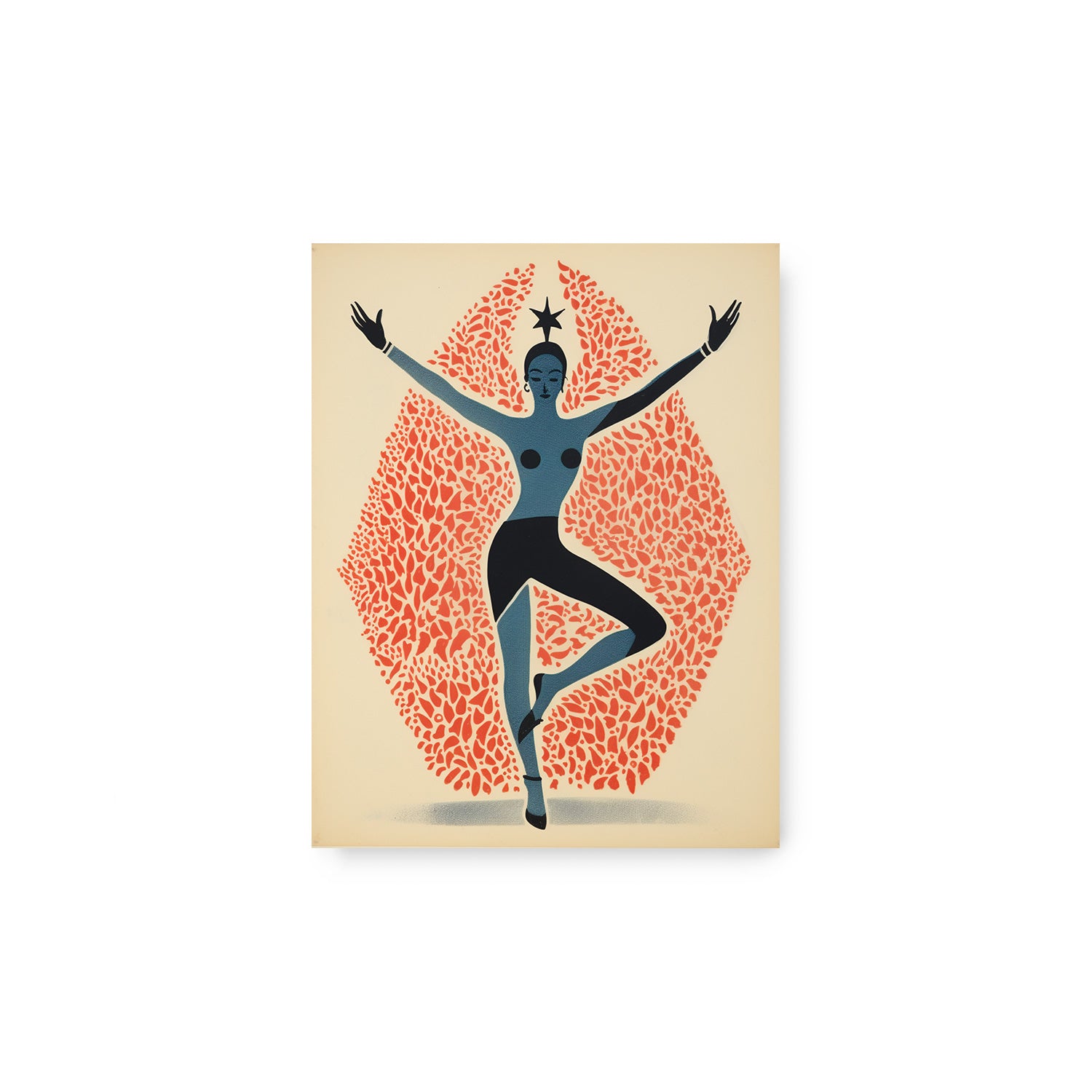 A framed illustration of a woman in a yoga pose by Stannie & Lloyd's Vivre.