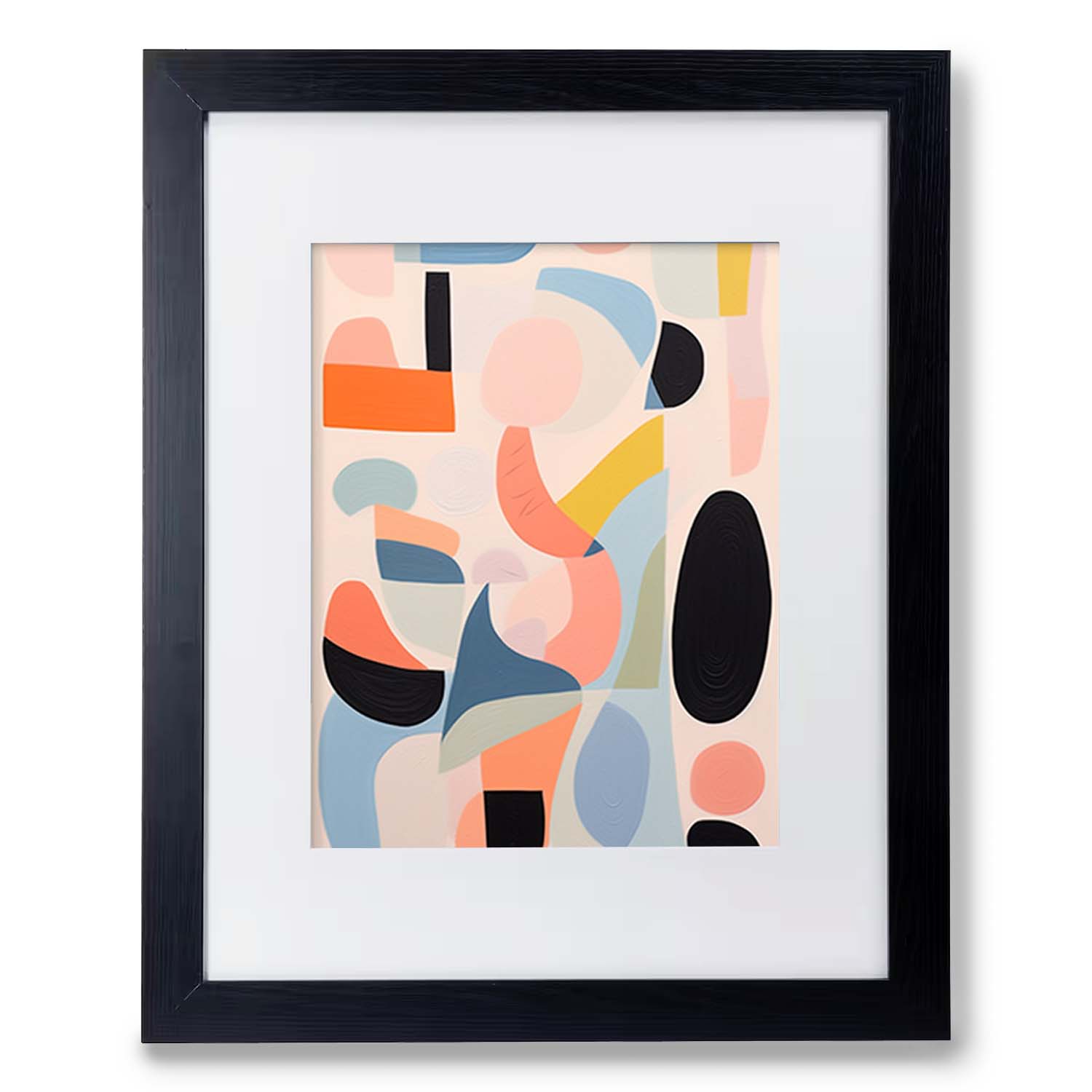 Jazz in the Afternoons wall art with curvilinear shapes in a black frame by Stannie & Lloyd.