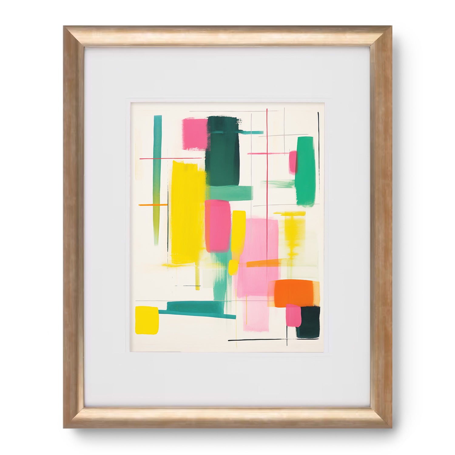 An abstract Skeins of Thread poster in a Stannie & Lloyd vintage gold frame, perfect for walls with art.