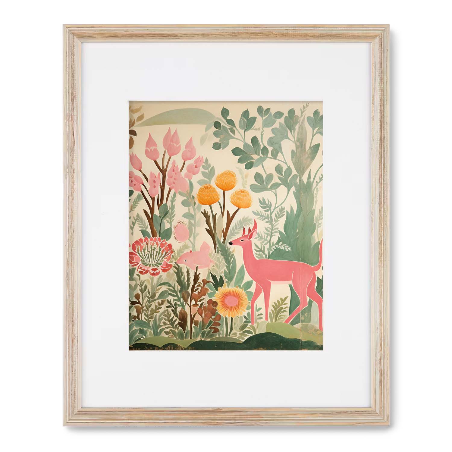 A Perthshire Framed Art Print of a Deer in a Forest, with Wood Frame from Stannie & Lloyd.