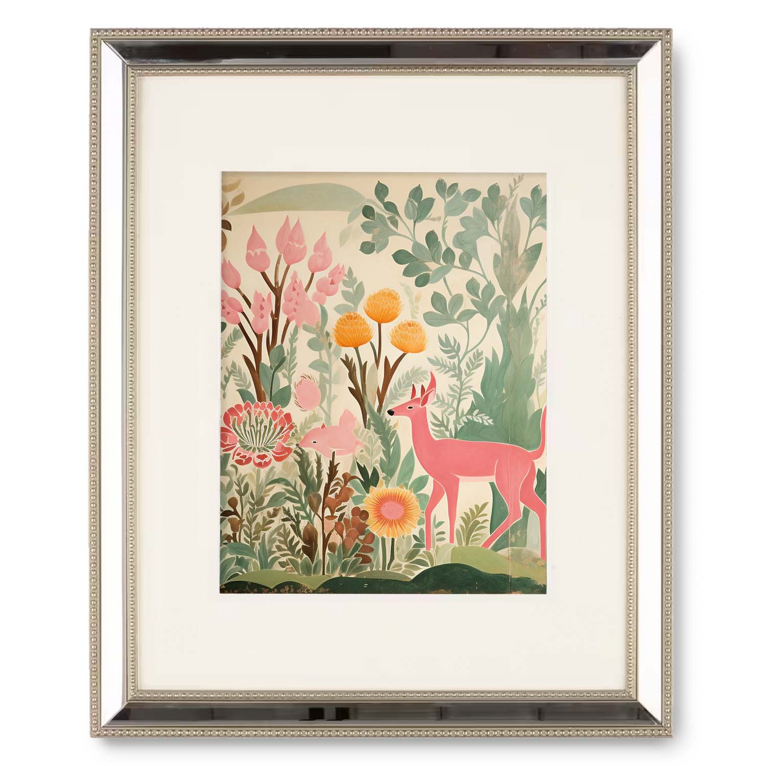 A Perthshire framed art print of a deer in a forest featuring a Stannie & Lloyd wood frame.