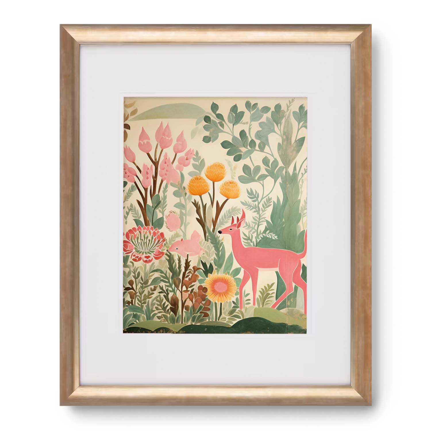 A Perthshire Art print of a deer in a forest, with a Stannie & Lloyd frame.