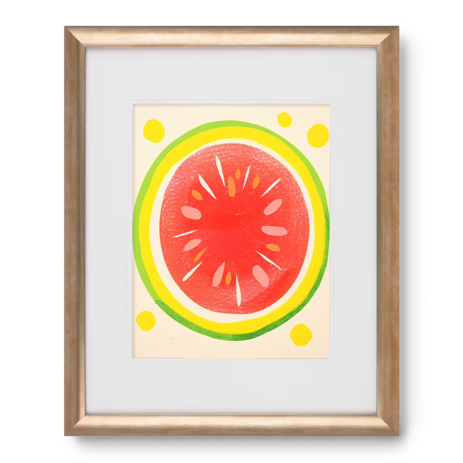 Stannie & Lloyd's Fruit Salad watermelon slice framed art print.