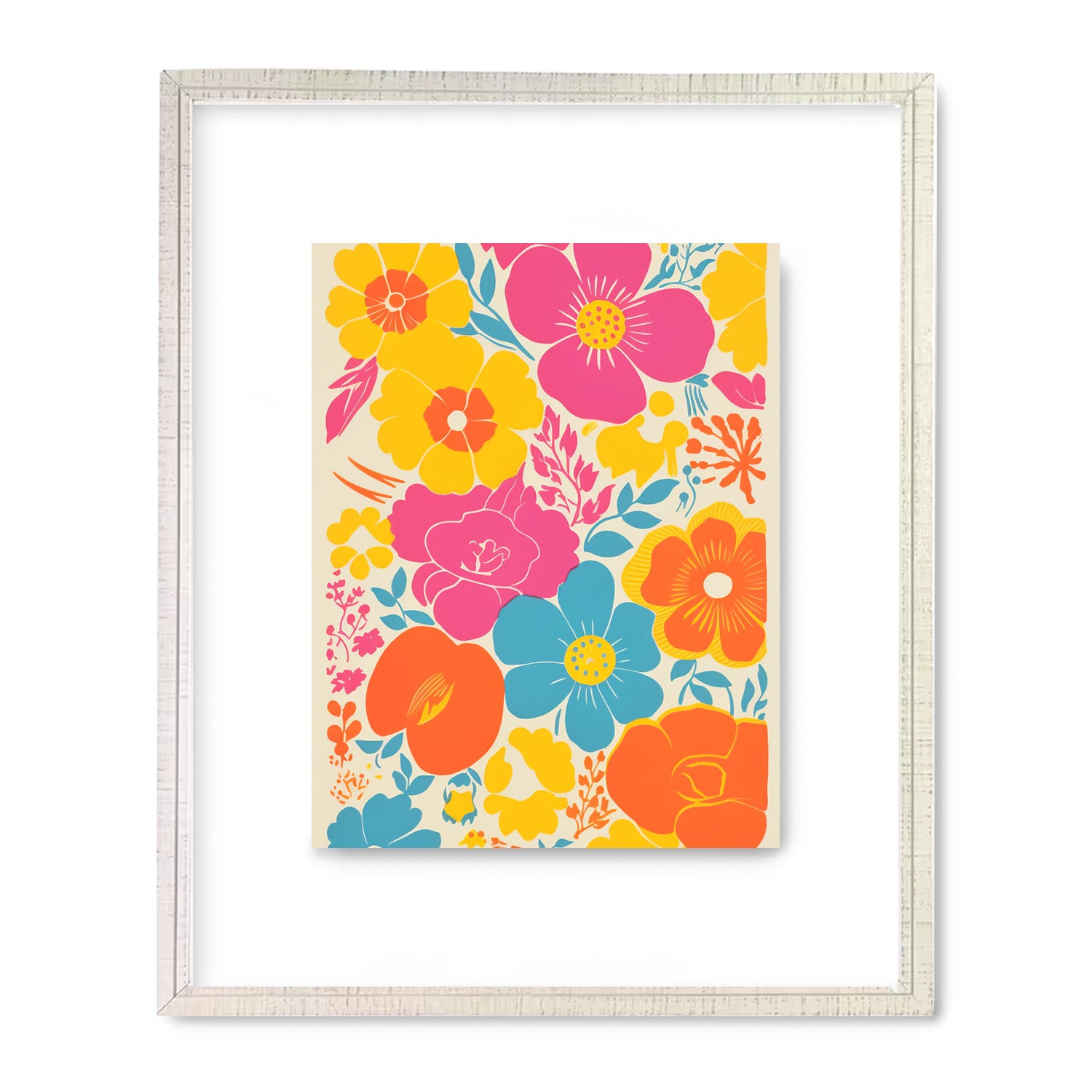 A Millie vintage floral print in a white frame by Stannie & Lloyd.