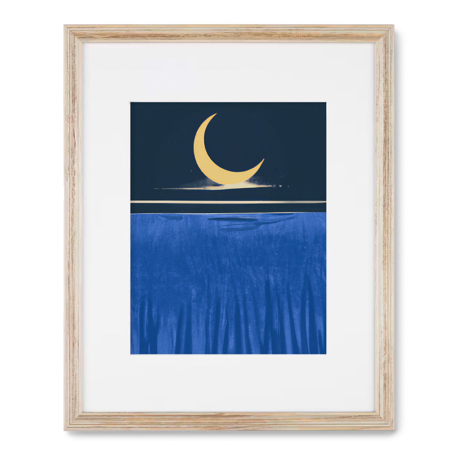 A framed print of "Beneath the Pale Moonlight" by Stannie & Lloyd, perfect for minimalist decor.