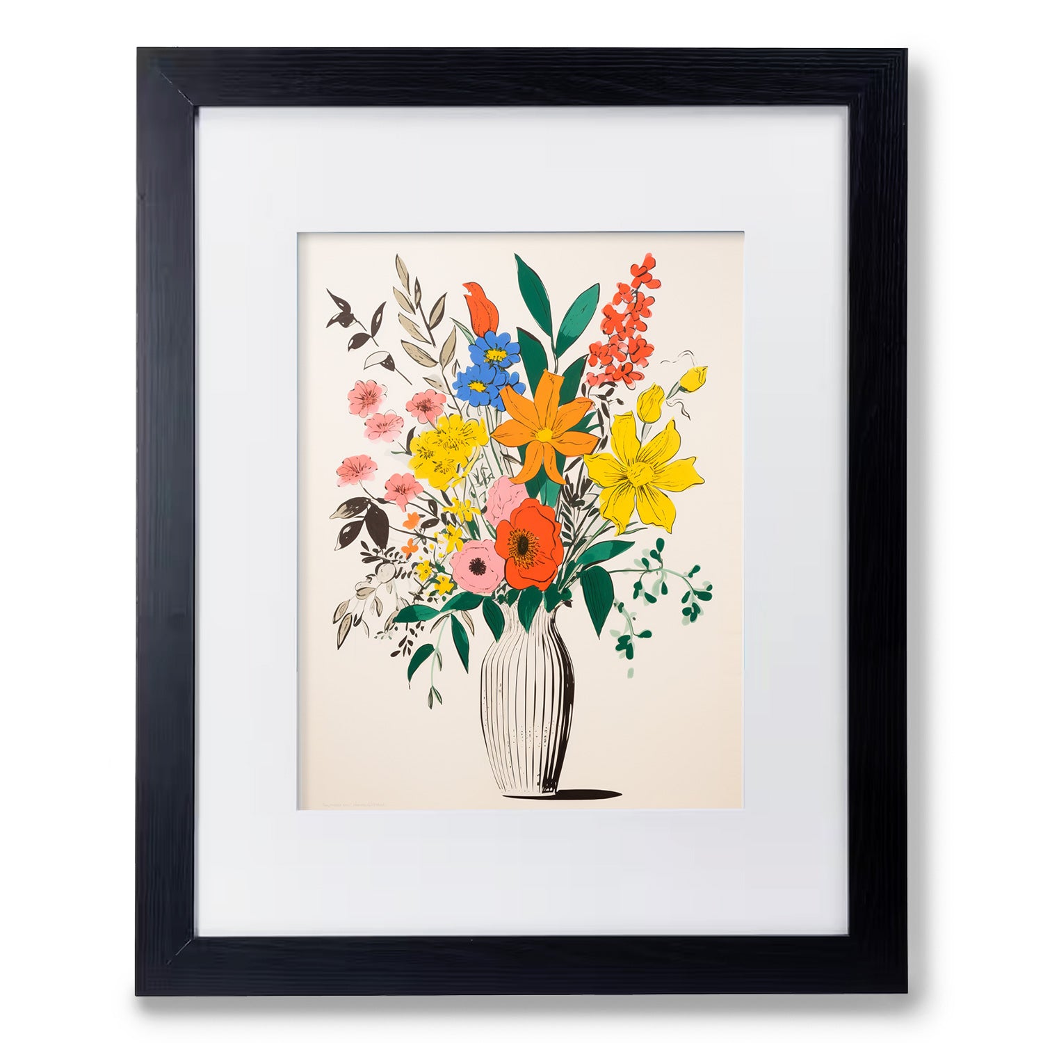 A maximalist decor featuring the Gather Up art print of flowers in a vase beautifully displayed on the walls from Stannie & Lloyd.