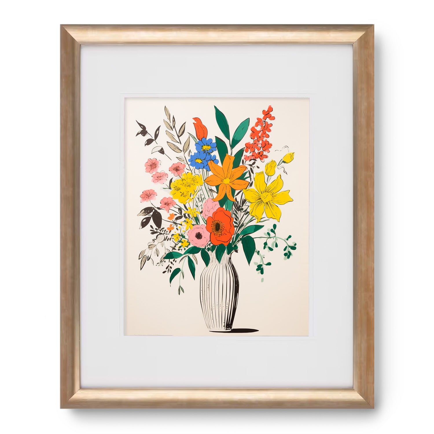 A Gather Up framed print of flowers in a vase, perfect for wall decor or as part of a maximalist decor aesthetic.