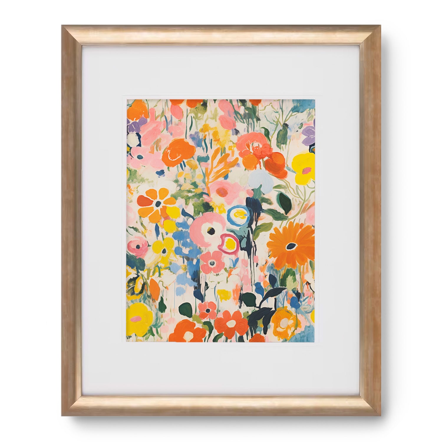 A maximalist gold framed print of the Abundance Series: 1 of 3 by Stannie & Lloyd, perfect as wall art for living room.