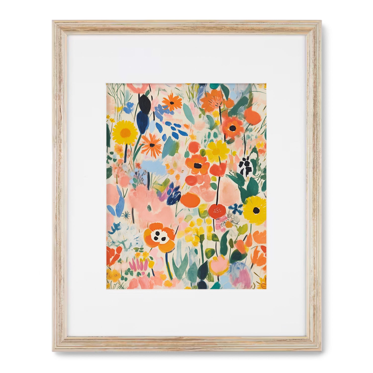 A framed art print from the Abundance Series: 2 of 3 by Stannie & Lloyd, featuring a vibrant floral design, perfect for adding art to your walls.