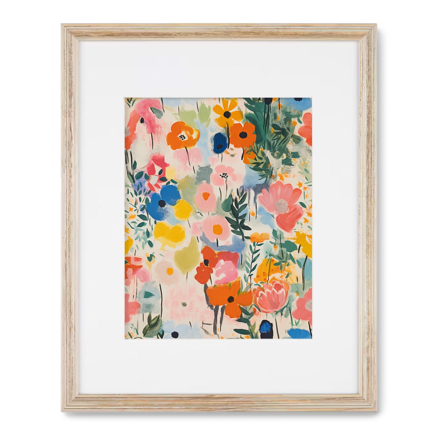 A Stannie & Lloyd Abundance Series: 3 of 3 wooden frame showcasing a vibrant floral print that adds beauty and charm to your walls with art.