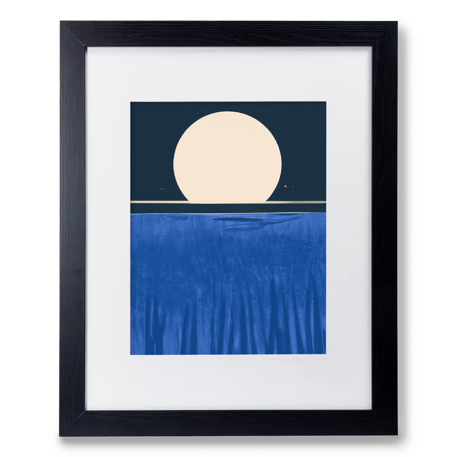 A vintage Stannie & Lloyd black framed poster of Pale Moon Over Plains, perfect for adorning walls with art.