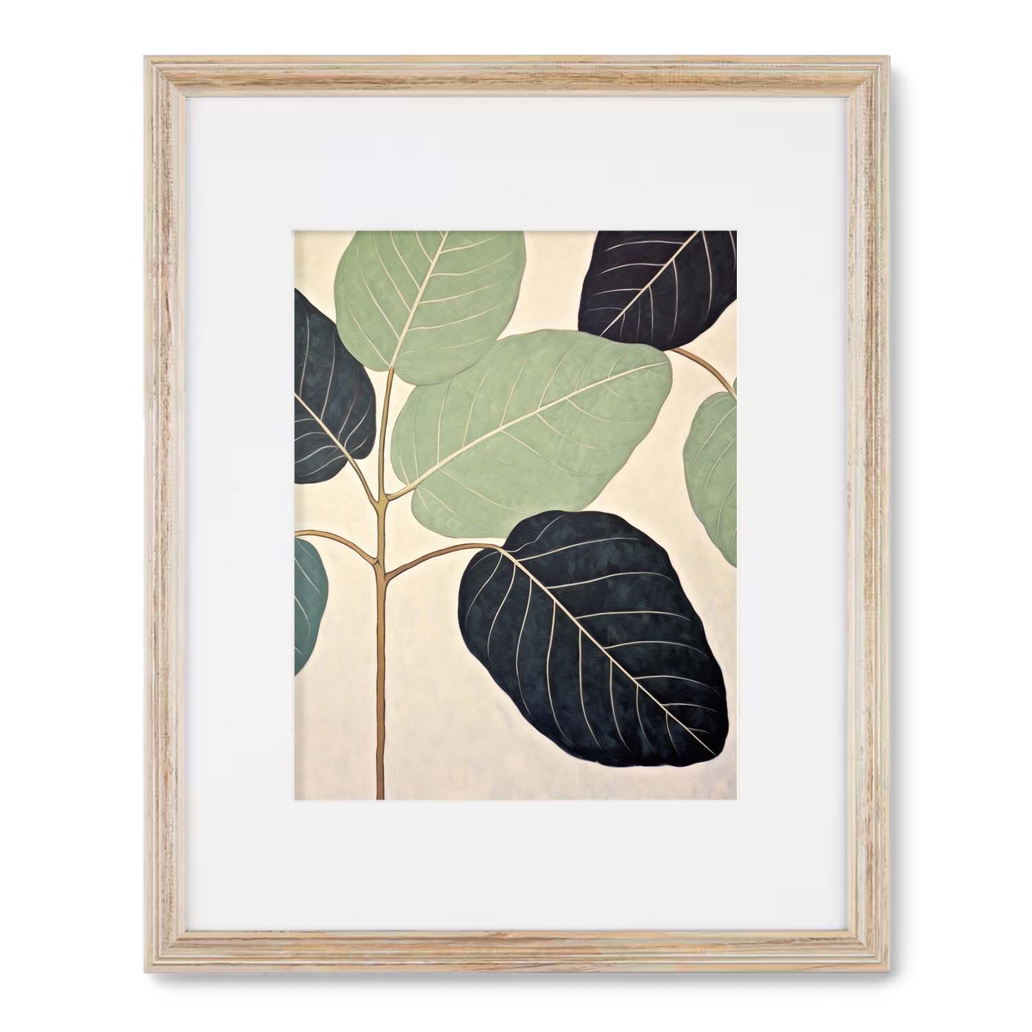 Vintage art of stylized Corner Plants in the Sun leaves as wall decor on a neutral background by Stannie & Lloyd.