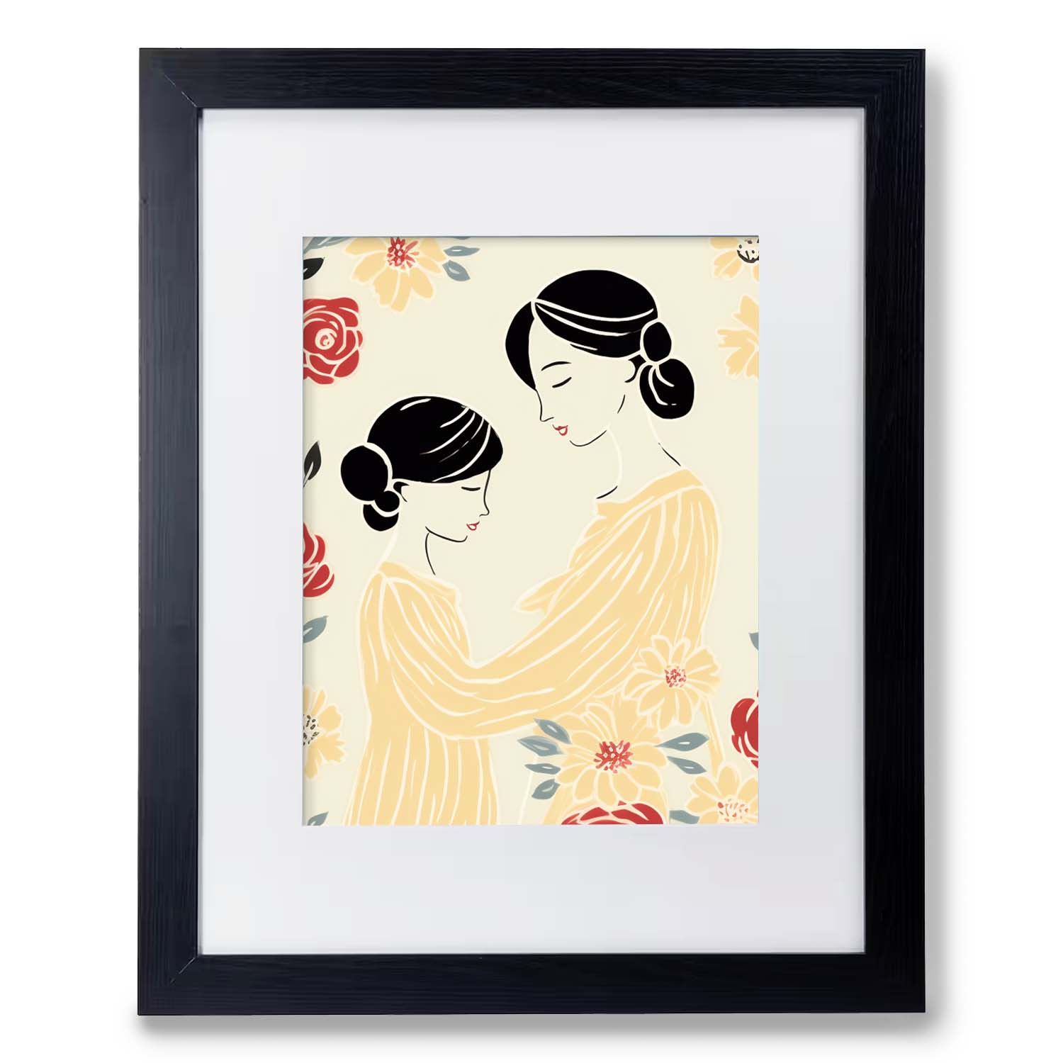 A Stannie & Lloyd Wood frame 11" x 14" framed print of a mother and daughter holding hands called Beautiful Sun Rising.