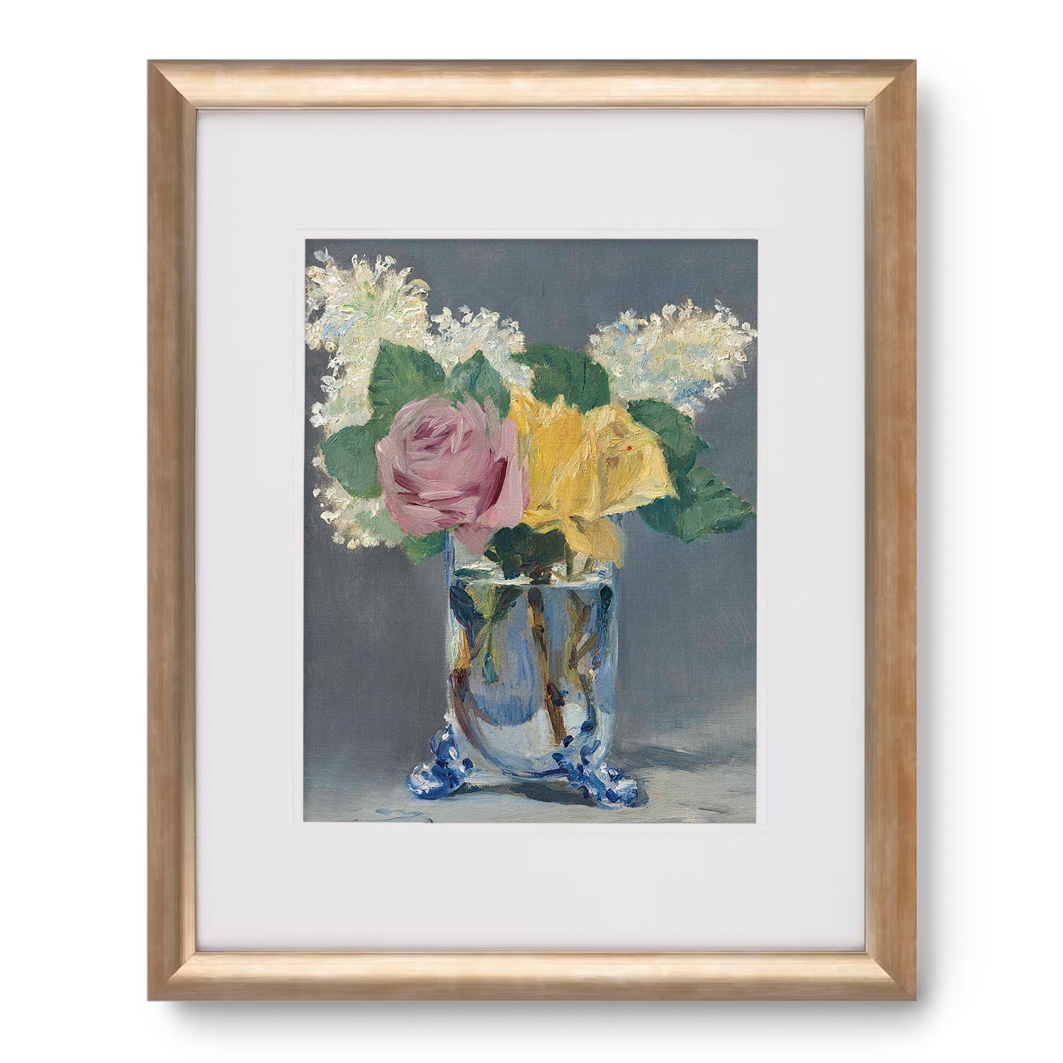 A modern wall art of yellow and pink roses in a Stannie & Lloyd Vase Symphonie.