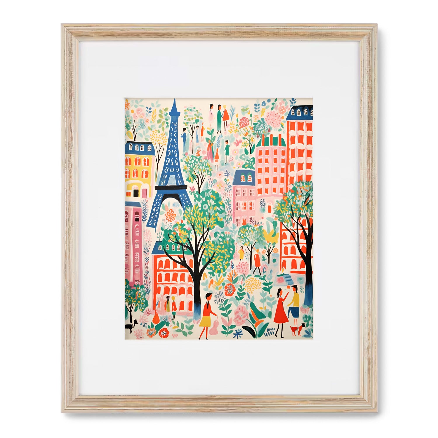 A Croissants & Butter wall art print featuring people and the Eiffel Tower in Paris by Stannie & Lloyd.