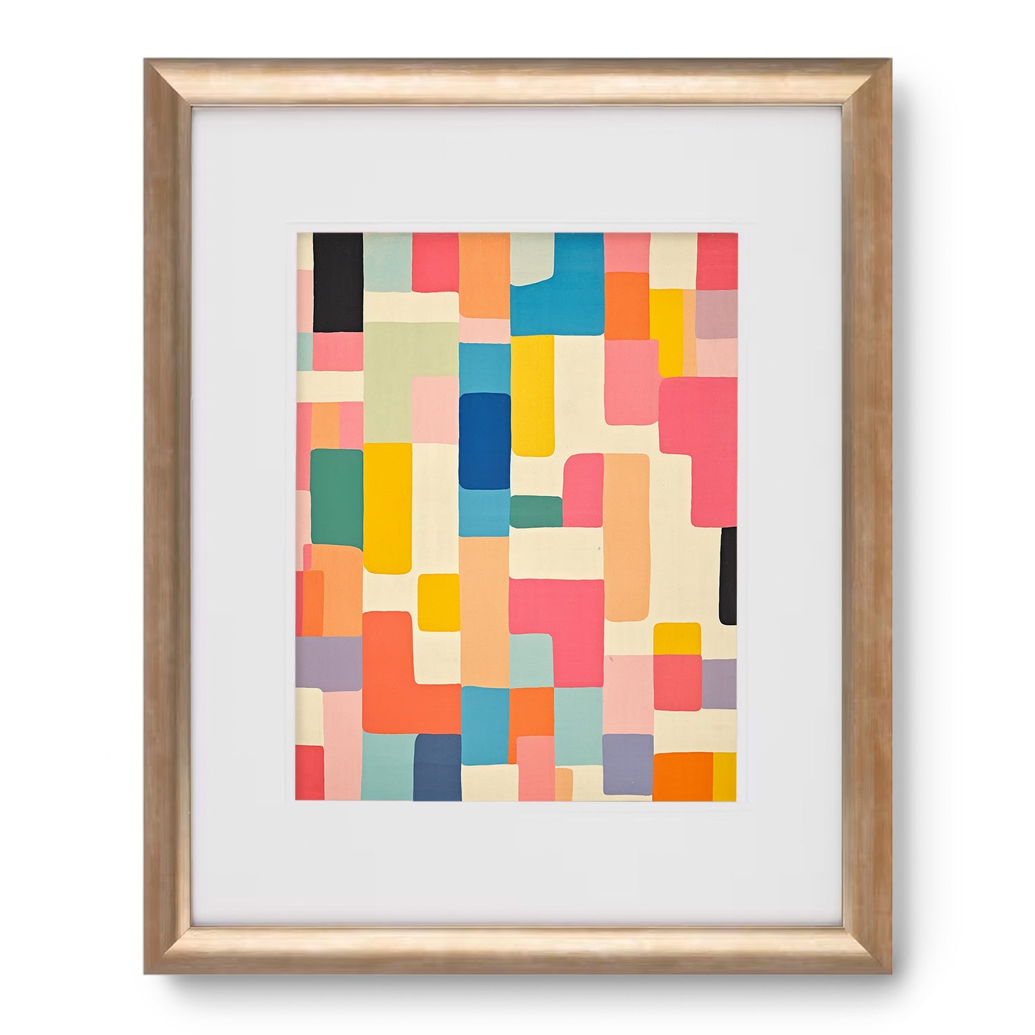 An eye-catching framed art print featuring vibrant squares in a stunning gold frame. Perfect for enhancing wall decor or adding art on walls, the Stannie & Lloyd Focus is an excellent choice.