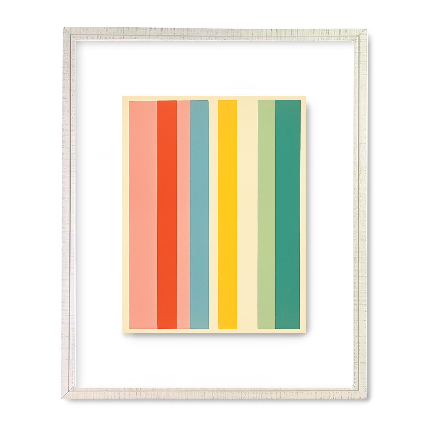 A SMPTE Color Bar No.1 poster in a white Stannie & Lloyd frame.