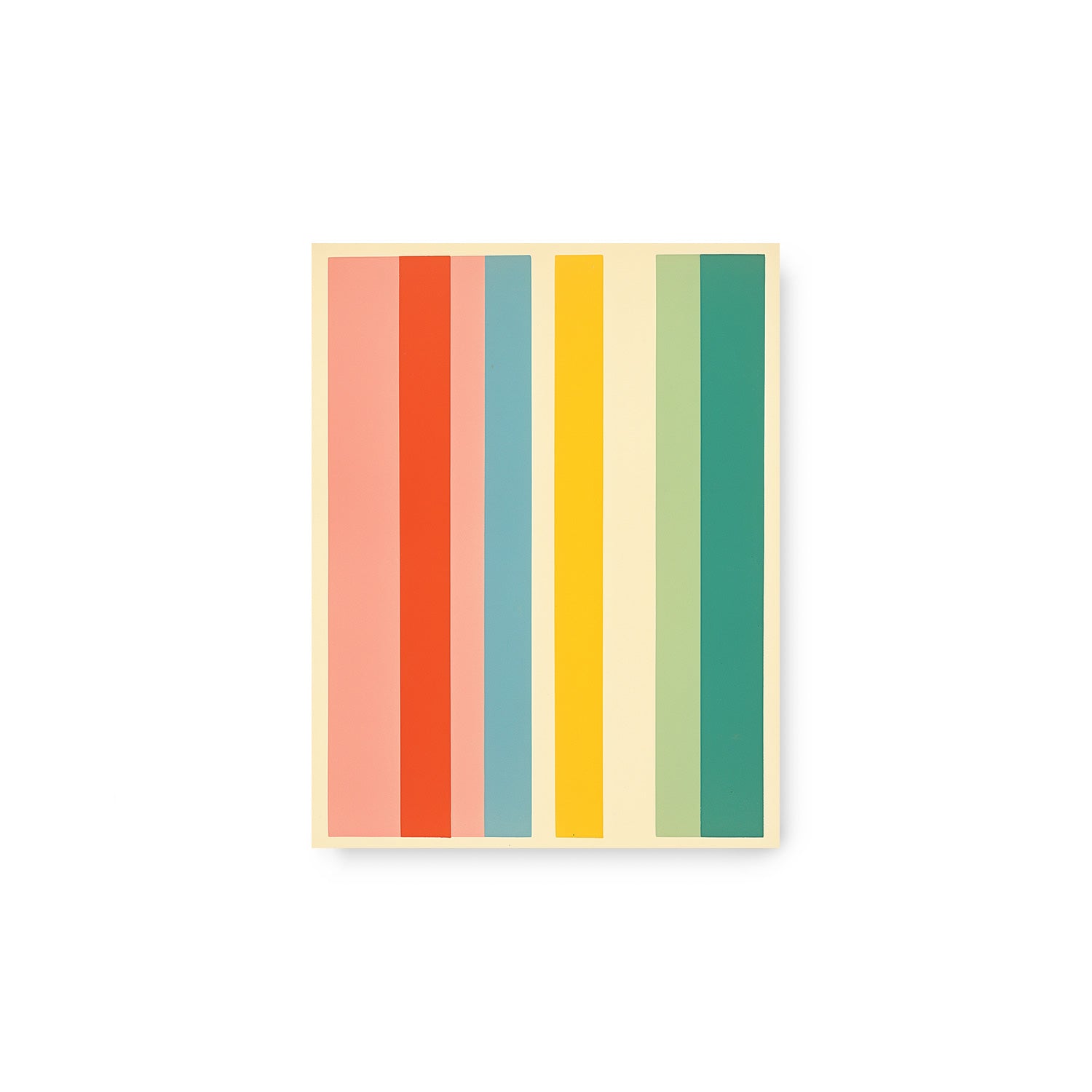 A vibrant stripe art print, "SMPTE Color Bar No.1," on a white background, perfect for Stannie & Lloyd wall art enthusiasts.