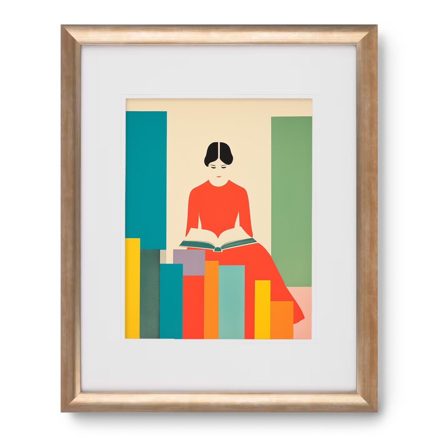 A vintage poster of a woman reading a book, My Favorite Pastime No. 1, perfect for wall art prints by Stannie & Lloyd.