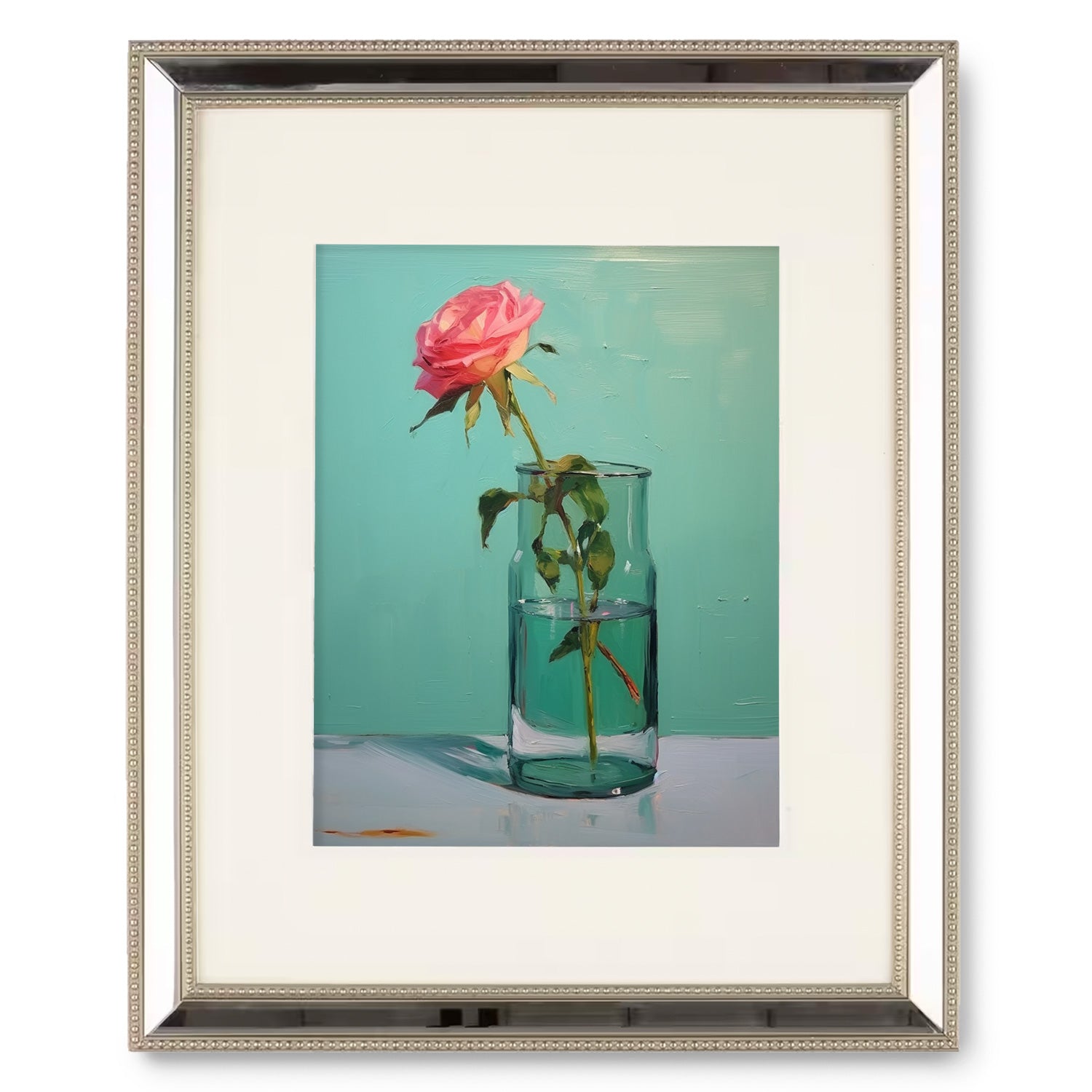 A beautiful art print of a Glass of Water in Greens by Stannie & Lloyd, perfect for wall decor in your living room.