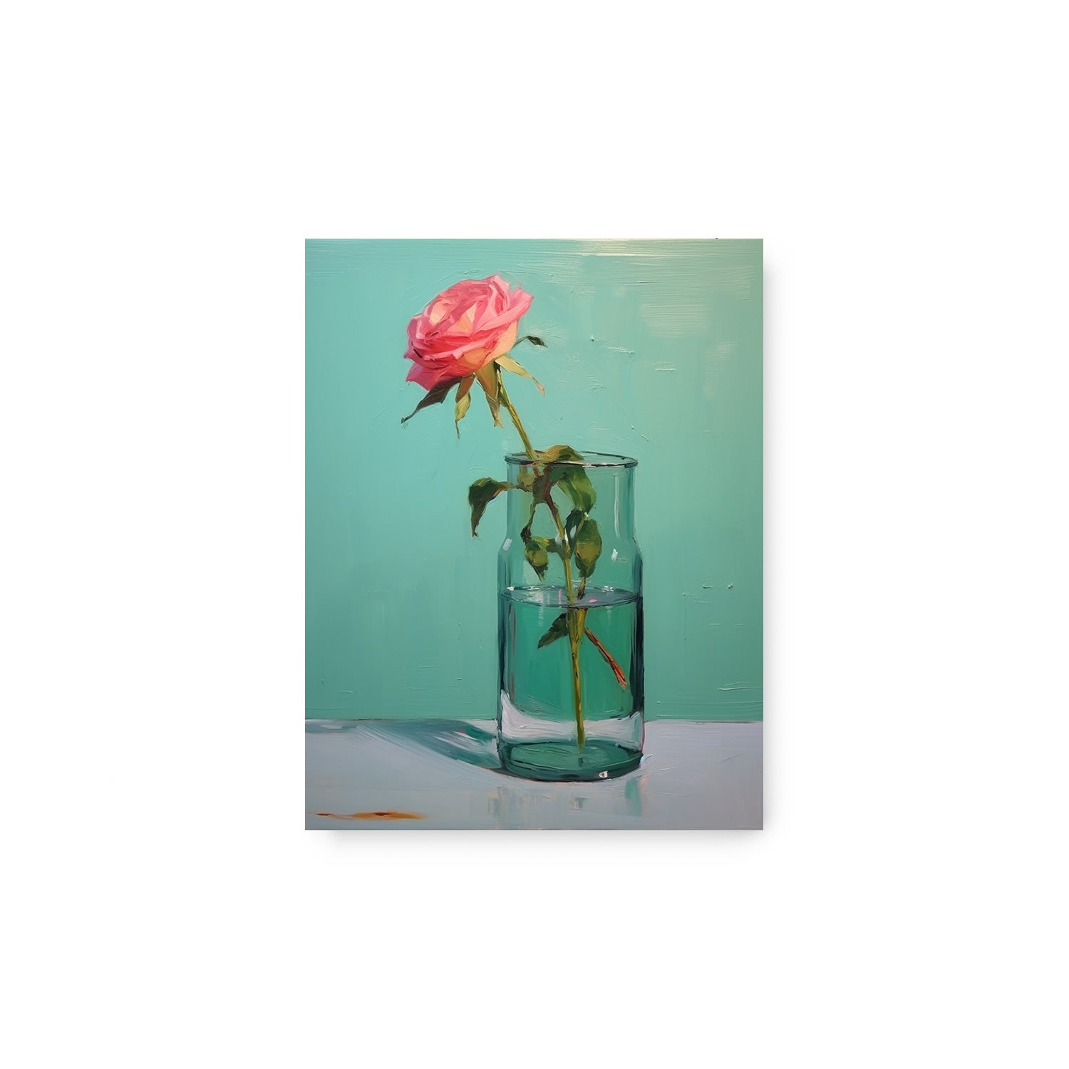 A beautiful art print of a Glass of Water in Greens in a glass vase, perfect for wall decor by Stannie & Lloyd.