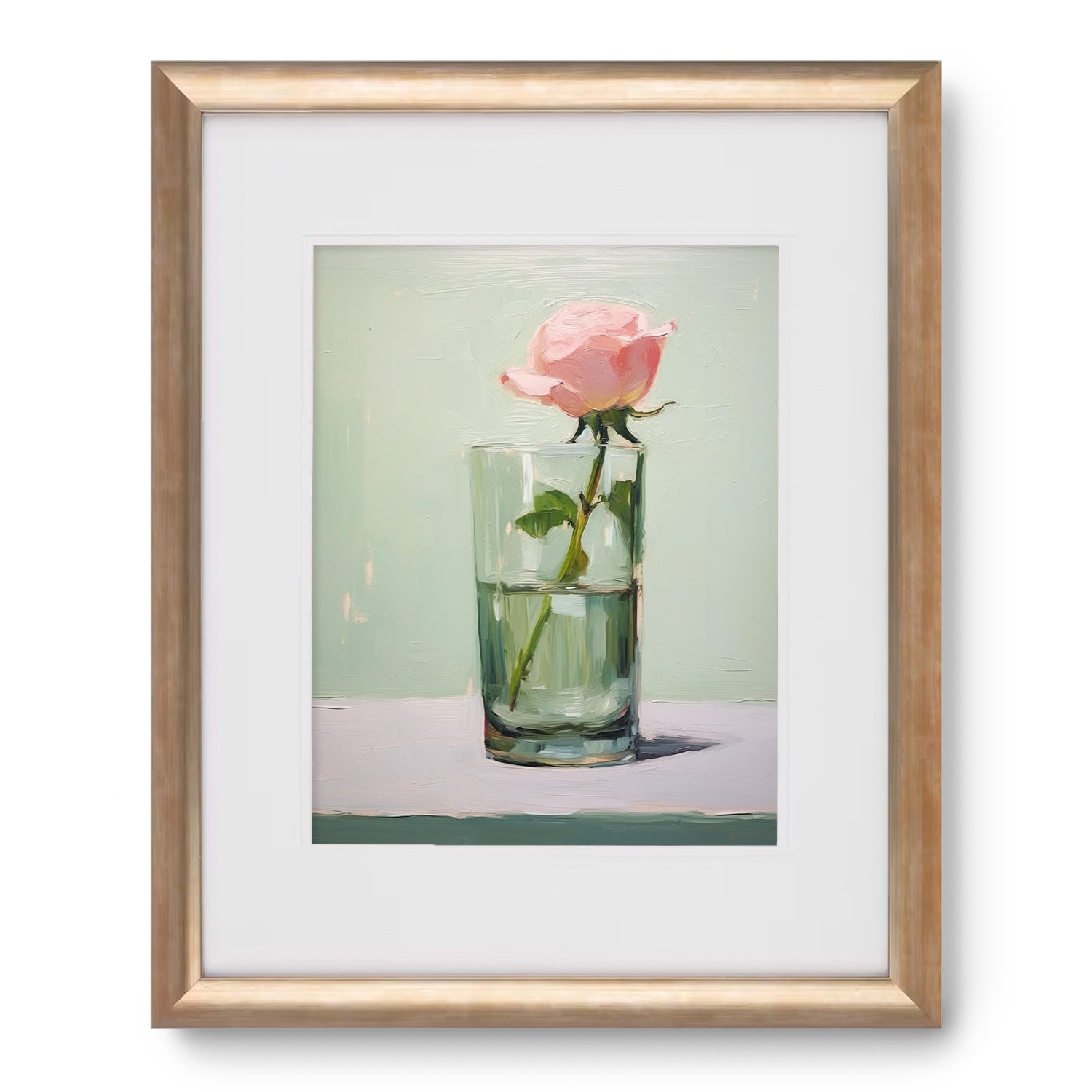 A stunning painting of a Glass of Water in Mint from Stannie & Lloyd, perfect for wall art in your living room.