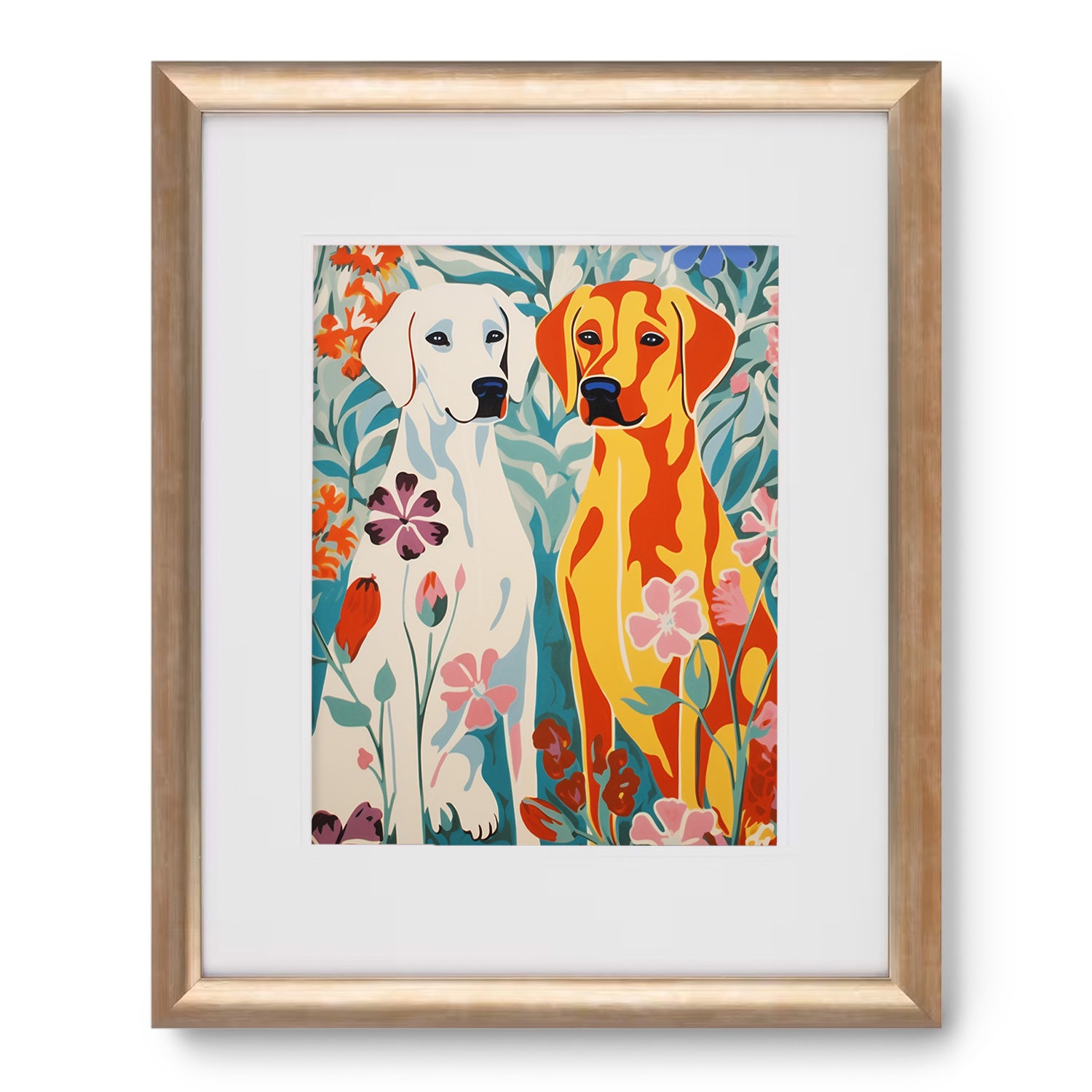 A stunning From the Heart framed art print featuring two yellow labrador dogs, perfect as wall decor for a stylish living room by Stannie & Lloyd.