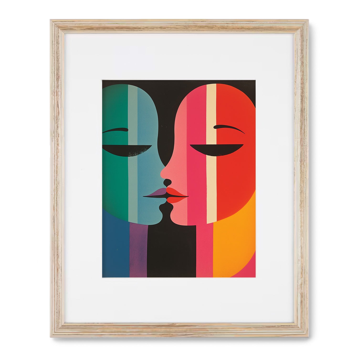 A framed art print of Wander Down the Lane by Stannie & Lloyd, featuring two people kissing, is available for purchase.