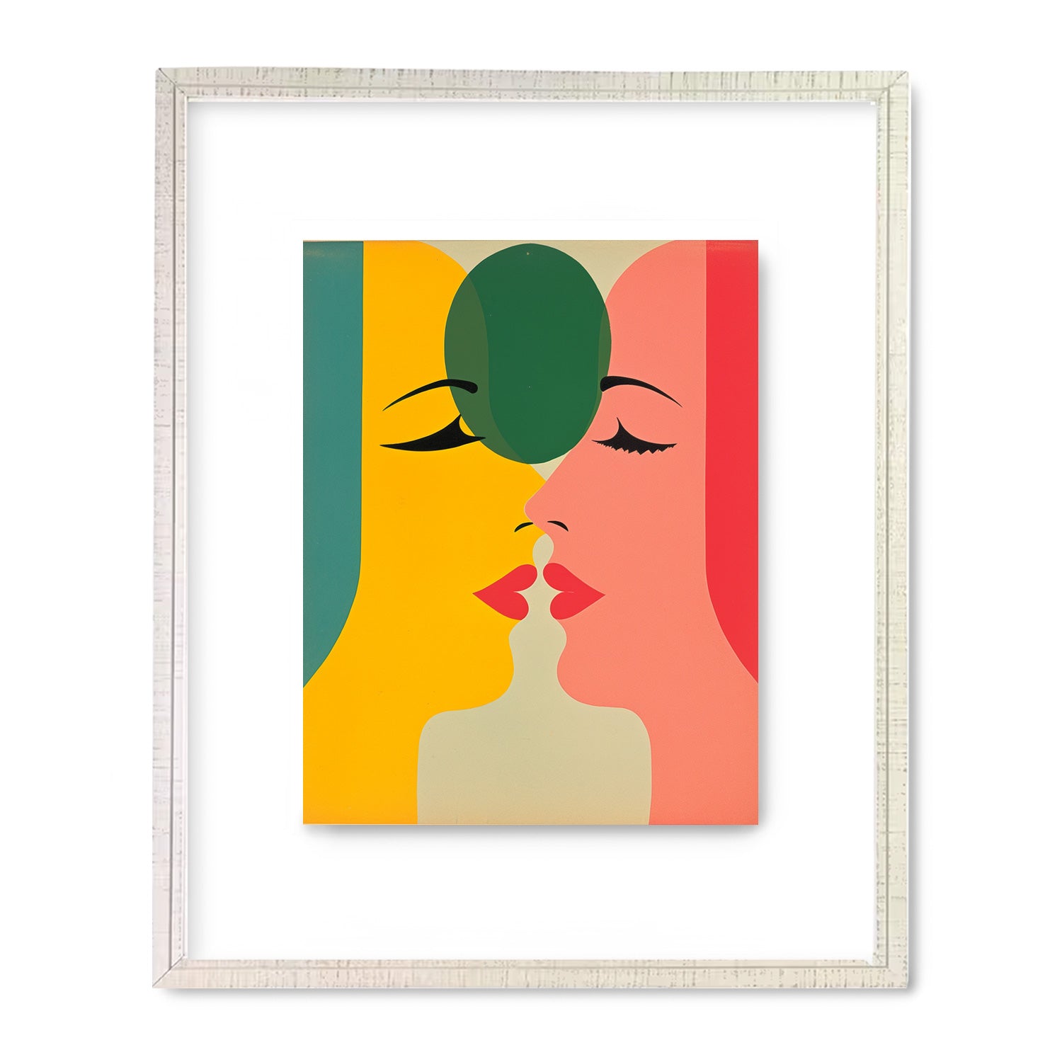 A vintage poster of "Not An Intellectual Matter" by Stannie & Lloyd, featuring two women kissing each other.