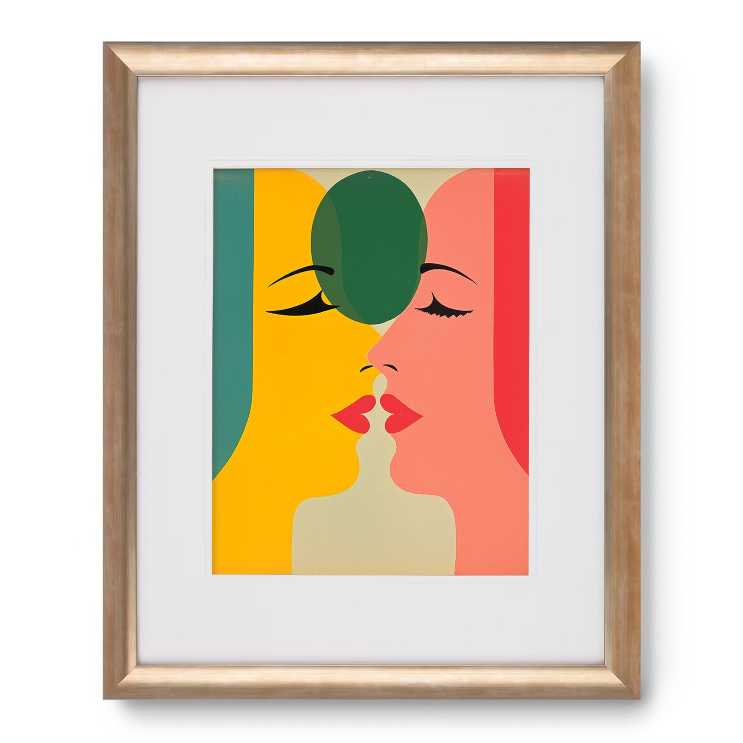 A vintage poster of two women kissing, perfect for wall art prints, from the brand "Stannie & Lloyd" and called "Not An Intellectual Matter.