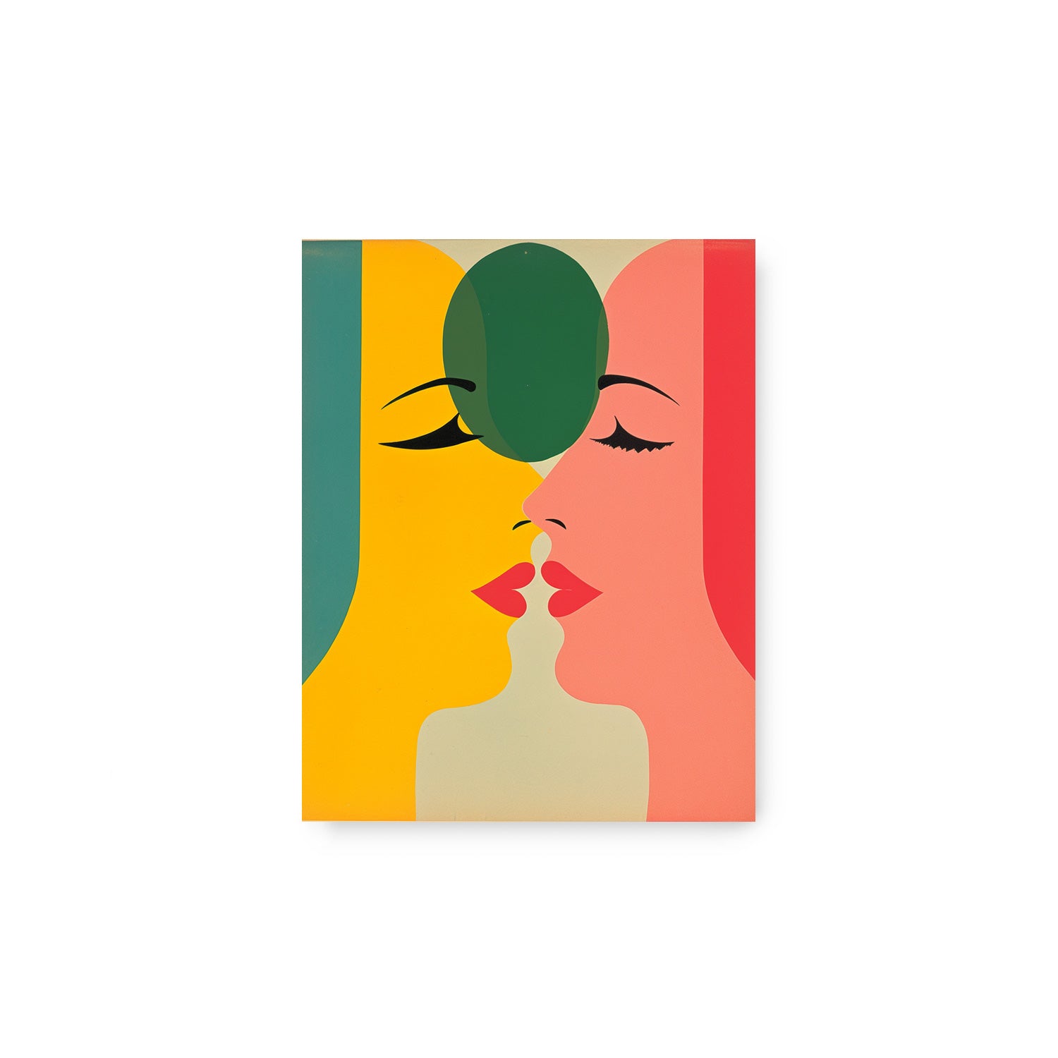 A "Not An Intellectual Matter" poster by Stannie & Lloyd, showcasing two women passionately kissing, ideal for wall art prints or prints of art.