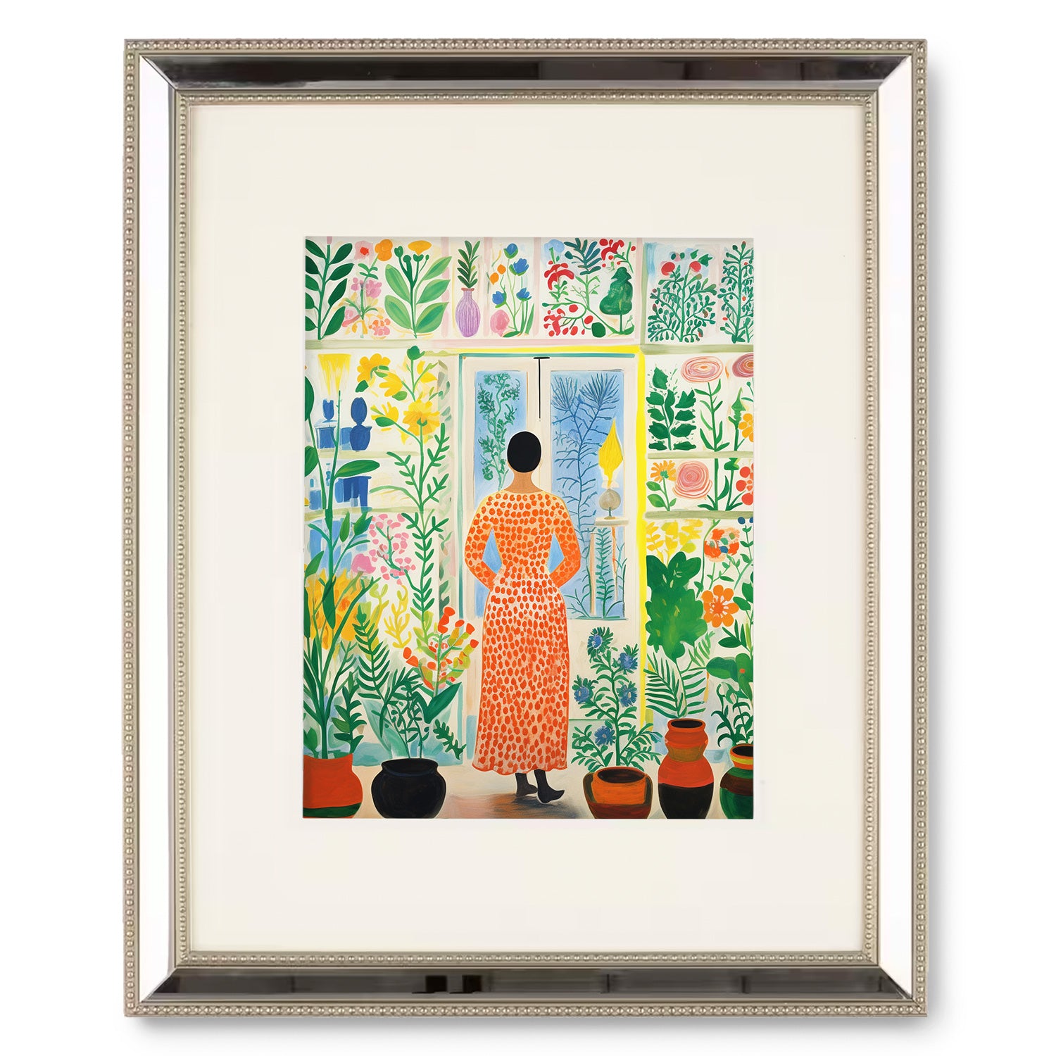 A vintage Overwintering Garden poster of a woman looking out of a window by Stannie & Lloyd.