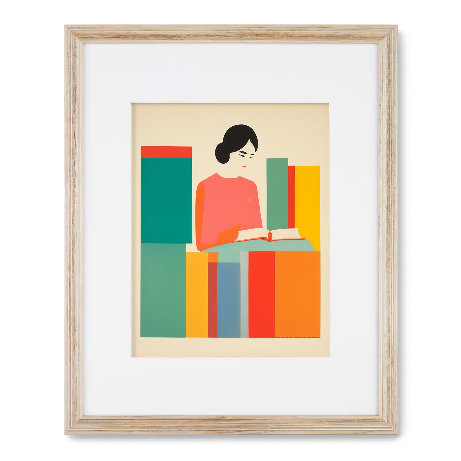 A vintage My Favorite Place No.2 poster of a woman reading a book by Stannie & Lloyd.